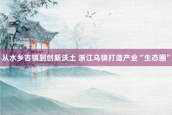 从水乡古镇到创新沃土 浙江乌镇打造产业“生态圈”