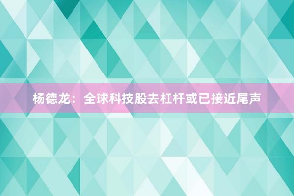 杨德龙：全球科技股去杠杆或已接近尾声