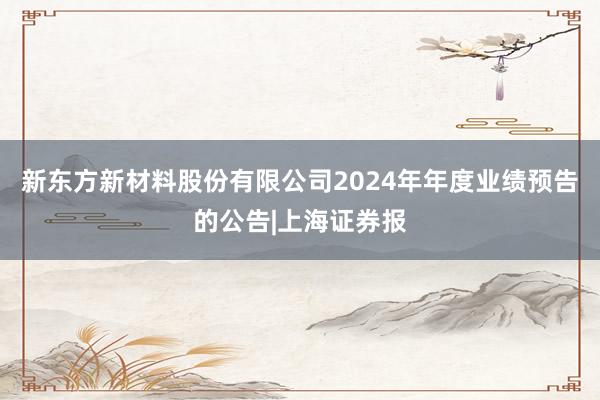 新东方新材料股份有限公司2024年年度业绩预告的公告|上海证券报