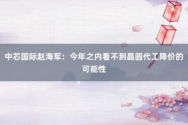 中芯国际赵海军：今年之内看不到晶圆代工降价的可能性