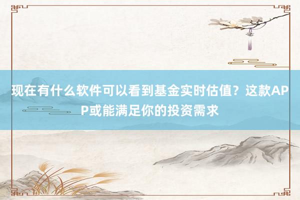 现在有什么软件可以看到基金实时估值？这款APP或能满足你的投资需求