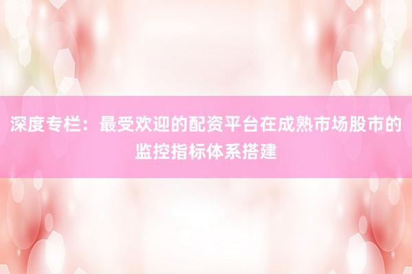 深度专栏：最受欢迎的配资平台在成熟市场股市的监控指标体系搭建