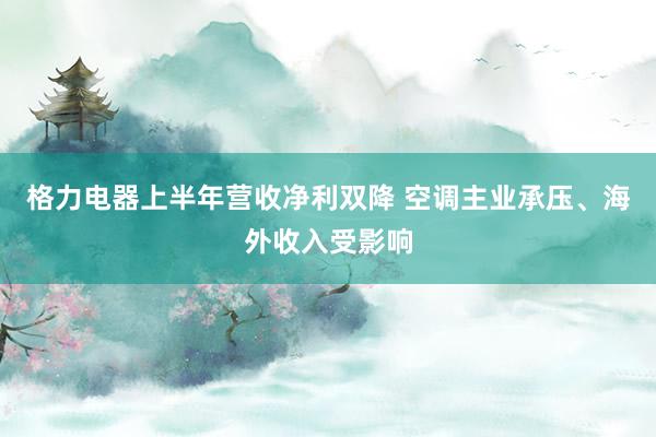 格力电器上半年营收净利双降 空调主业承压、海外收入受影响