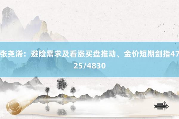 张尧浠：避险需求及看涨买盘推动、金价短期剑指4725/4830