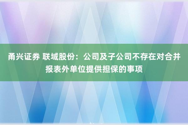 甬兴证券 联域股份：公司及子公司不存在对合并报表外单位提供担保的事项