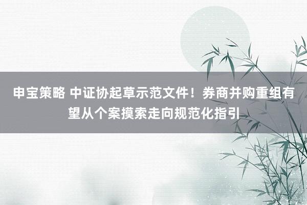 申宝策略 中证协起草示范文件！券商并购重组有望从个案摸索走向规范化指引