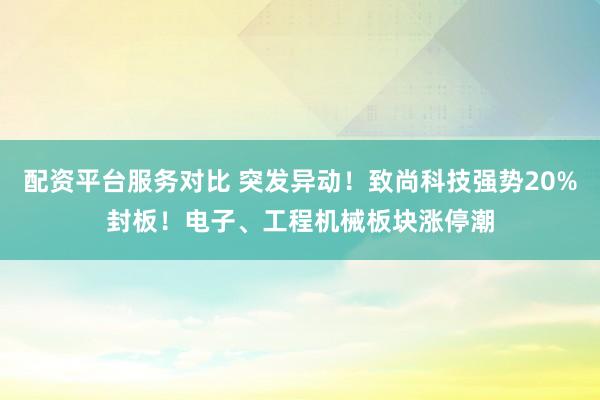 配资平台服务对比 突发异动!致尚科技强势20%封板!电子、工程机械板块涨停潮