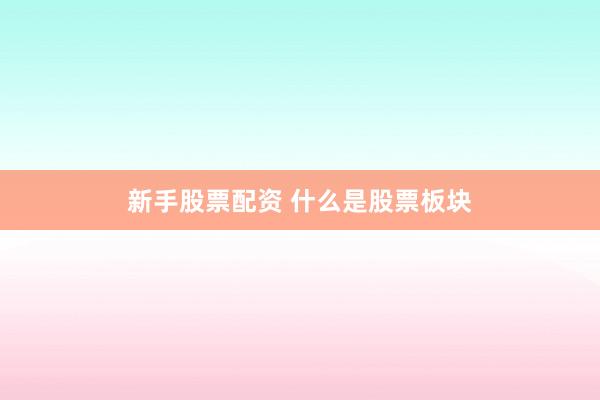 新手股票配资 什么是股票板块