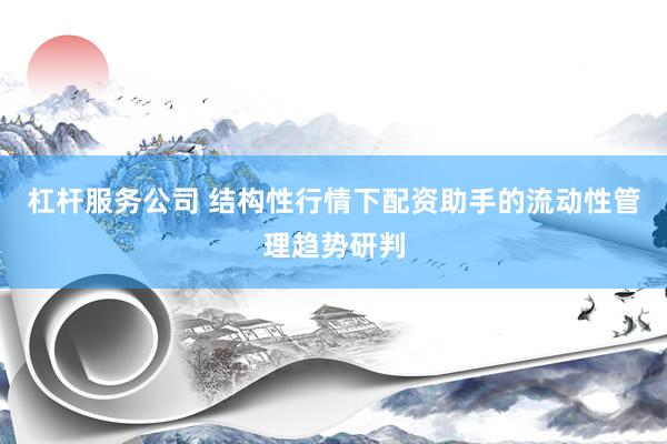 杠杆服务公司 结构性行情下配资助手的流动性管理趋势研判