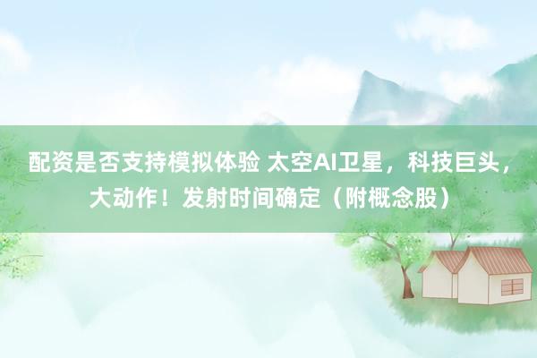 配资是否支持模拟体验 太空AI卫星，科技巨头，大动作！发射时间确定（附概念股）