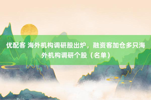 优配客 海外机构调研股出炉，融资客加仓多只海外机构调研个股（名单）