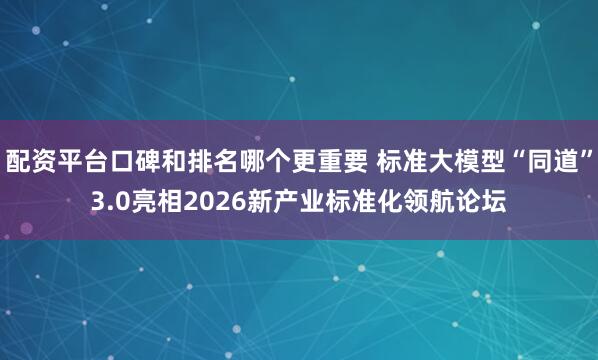 配资平台口碑和排名哪个更重要 标准大模型“同道”3.0亮相2026新产业标准化领航论坛